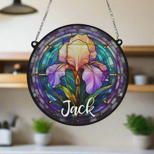 Iris Personalised Stained Glass Effect Suncatcher